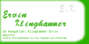 ervin klinghammer business card